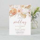 Blush & Golden Floral Weddenschap Roos Gold Folie Uitnodiging (Staand Voorkant)