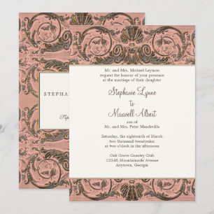 Blush Goud Barok Scrollwork op Shell Kaart