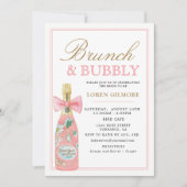Blush Goud Bloemen Champagne Bridal Brunch Kaart (Voorkant)