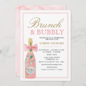 Blush Goud Bloemen Champagne Bridal Brunch Kaart (Voorkant / Achterkant)