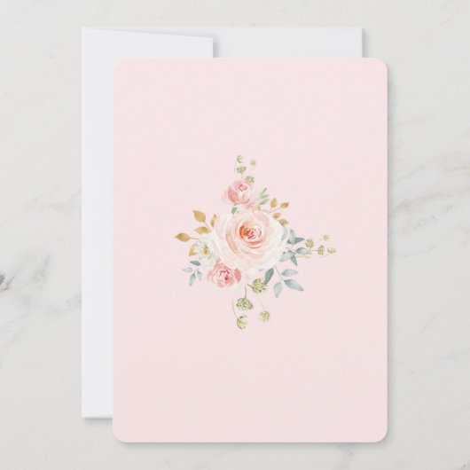 Blush Goud Bloemen Hete Luchtballon Meisje Baby sh Kaart (Achterkant)