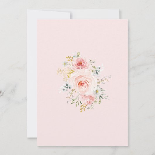 Blush Goud Bloemen Hete Luchtballon Meisje Baby sh Kaart (Achterkant)