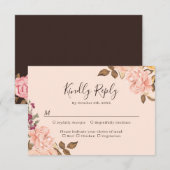 Blush Goud Bruin Waterverf Bloemen Fall Wedding RSVP Kaartje (Voorkant / Achterkant)