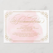 Blush goud elegante kalligrafie accommodatie informatiekaartje (Voorkant)