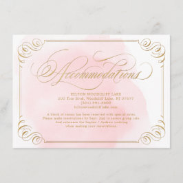 Blush goud elegante kalligrafie accommodatie informatiekaartje