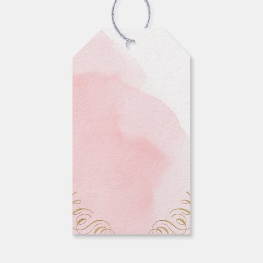 Blush goud elegante kalligrafie bruiloft dank u cadeaulabel (Achterkant)