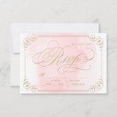 Blush goud elegante kalligrafie bruiloft RSVP (Voorkant)