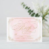 Blush goud elegante kalligrafie bruiloft RSVP (Staand voorkant)