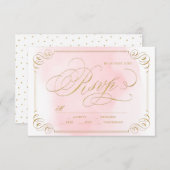 Blush goud elegante kalligrafie bruiloft RSVP (Voorkant / Achterkant)