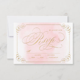 Blush goud elegante kalligrafie bruiloft RSVP