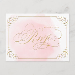 Blush goud elegante kalligrafie bruiloft RSVP Uitnodiging Briefkaart