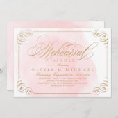 Blush goud elegante kalligrafie repetitie diner kaart (Voorkant / Achterkant)