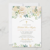 Blush Goud En Groen Bloemen Baby Meisje Dop Kaart (Voorkant)