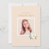 Blush Goud en Groen Bloemen Meisje Eerste Communie Kaart (Achterkant)