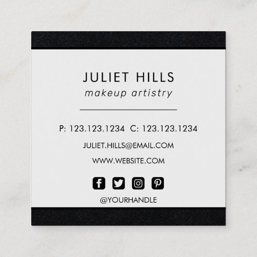 Blush, Goud en Zwart Vierkant Visitekaartje (Achterkant)