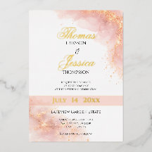 Blush Goud Folie Trouw Uitnodiging Elegant