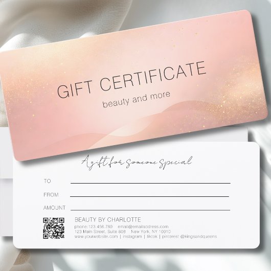 Blush Goud Glow Gradiënt QR Code Cadeaubon