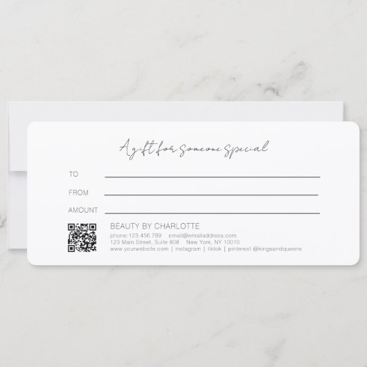 Blush Goud Glow Gradiënt QR Code Cadeaubon (Achterkant)