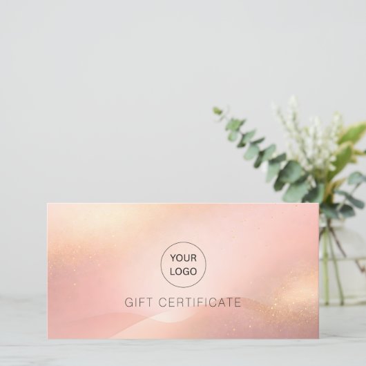 Blush Goud Glow Logo QR Code Cadeaubon (Staand voorkant)