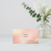 Blush Goud Glow Logo Salon QR Code Visitekaartje (Staand voorkant)
