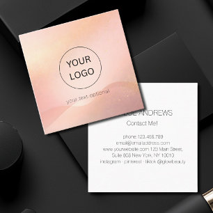 Blush Goud Glow Logo Salon Vierkante Visitekaartje