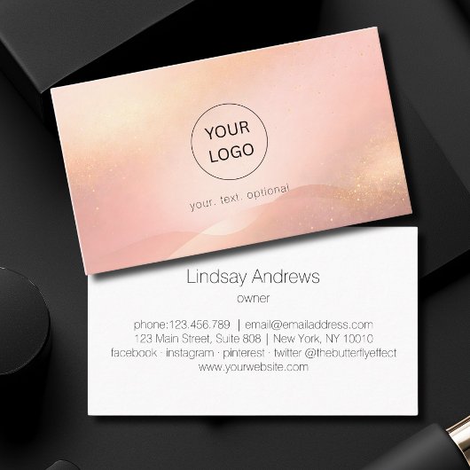 Blush Goud Glow Logo Salon Visitekaartje