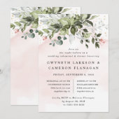 Blush Goud Groen Stoffig Blauw Repetitie Diner Kaart (Voorkant / Achterkant)