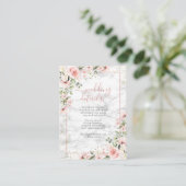 Blush Goud Groen Stoffig Roze Bloemen Details Informatiekaartje (Staand voorkant)