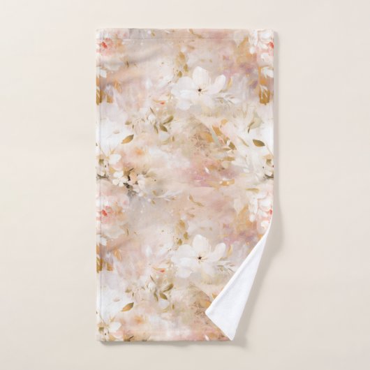 Blush, Goud, Mauve, Taupe Abstract Flowers Bad Handdoek (Handdoek)