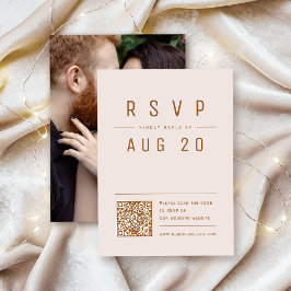 Blush Goud Modern Chique Eenvoudige Typografie QR- RSVP Kaartje