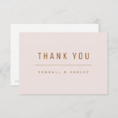Blush & Goud Moderne Chique Typografie Eenvoudig Bedankkaart (Voorkant / Achterkant)