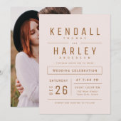 Blush Goud Moderne Eenvoudige Typografie Foto Brui Kaart (Voorkant / Achterkant)