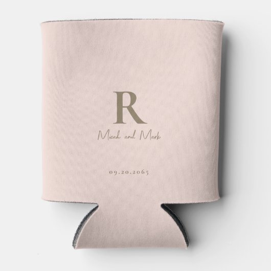 Blush Goud Monogram en Paar Namen Bruiloft Blikjeskoeler (Voorkant)