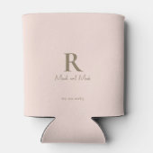 Blush Goud Monogram en Paar Namen Bruiloft Blikjeskoeler (Achterkant)