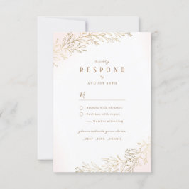 Blush goud verguld botanische elegante bruiloft RS RSVP Kaartje