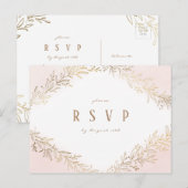 Blush goud verguld botanische elegante bruiloft RS Uitnodiging Briefkaart (Voorkant / Achterkant)