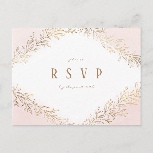 Blush goud verguld botanische elegante bruiloft RS Uitnodiging Briefkaart (Voorkant)