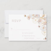 Blush & Goud Wildbloemen Elegante bruiloft RSVP Kaartje (Voorkant)