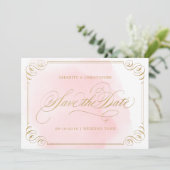 Blush goudelegant kalligrafie bespaart de datum save the date (Staand voorkant)