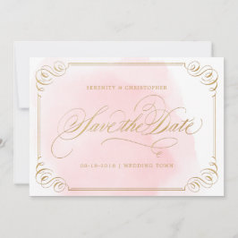 Blush goudelegant kalligrafie bespaart de datum save the date