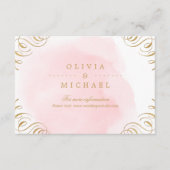 Blush goudelegant kalligrafie bruiloft invoegen informatiekaartje (Voorkant)