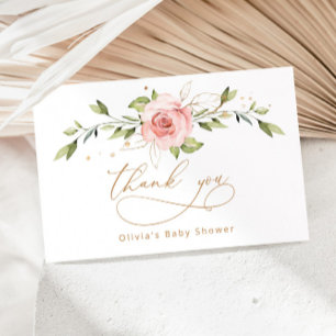 Blush gouden baby shower bedankt kaart