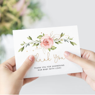 Blush gouden baby shower bedankt kaart