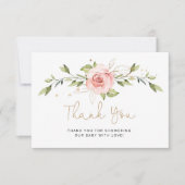 Blush gouden baby shower bedankt kaart (Voorkant)