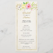 Blush Gouden Bloem Moderne Trouwceremonie Programm Programmakaart (Voorkant)