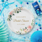 Blush gouden bloemenbrunch en bubbels papieren bordje (Feest)