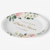 Blush gouden bloemenbrunch en bubbels papieren bordje (Gekanteld)