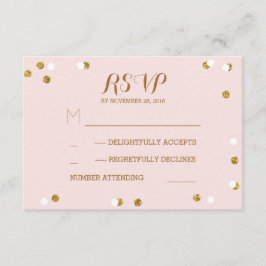 Blush gouden confetti elegante bruiloft RSVP kaart