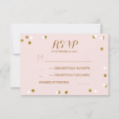 Blush gouden confetti elegante bruiloft RSVP kaart (Voorkant)