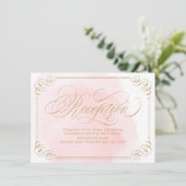 Blush gouden elegante calligrafie receptie kaart (Staand voorkant)